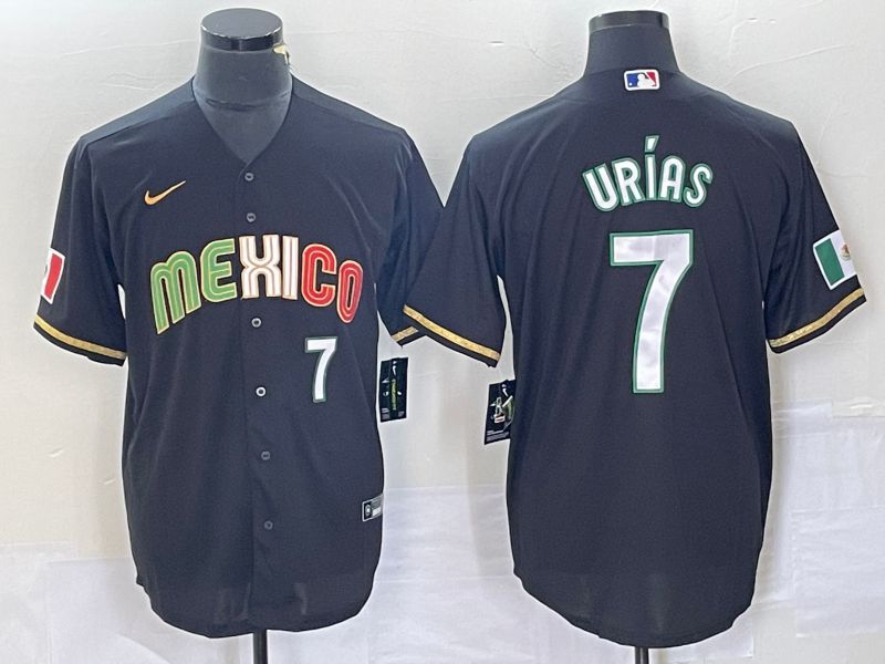Men 2023 World Cub Mexico 7 Urias Black Nike MLB Jersey style 91818